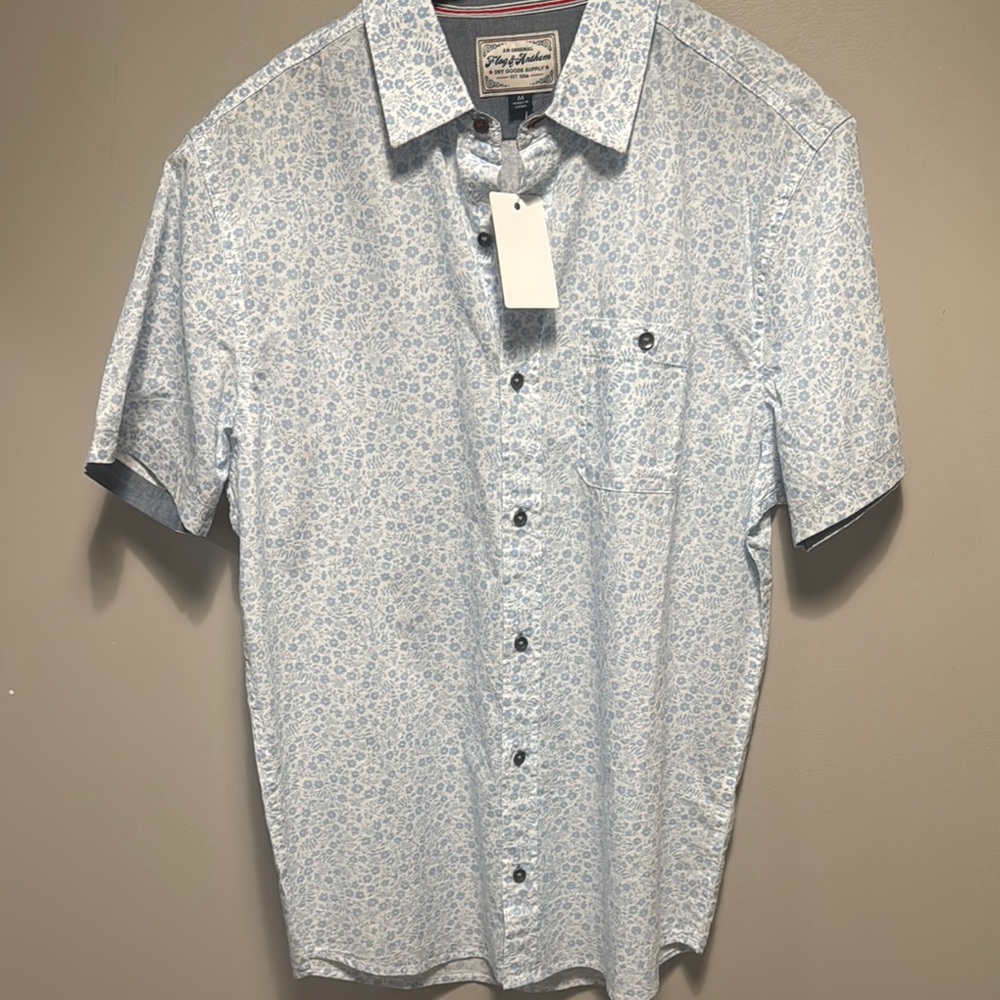 Blue Casual Button Down Shirt with Classic Collar